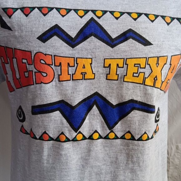Vintage Men's T-shirt Medium Single Stitch Fiesta Texas Signal Sports USA gray M - Picture 2 of 6